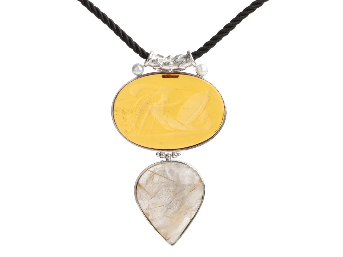 Tagliamonte Sterling Silver Rutilated Quartz Pendant Necklace