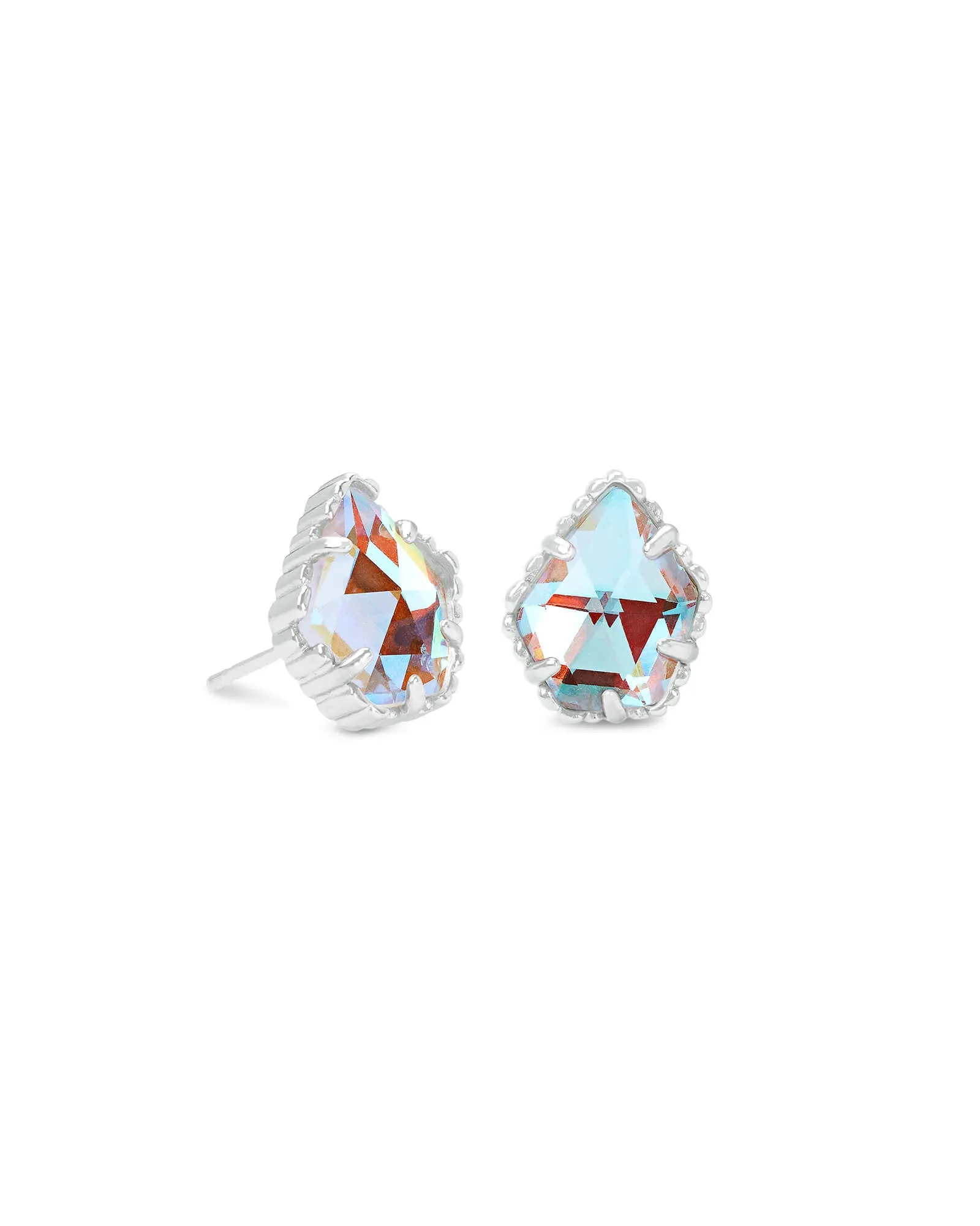 Tessa Silver Stud Earrings In Dichroic Glass