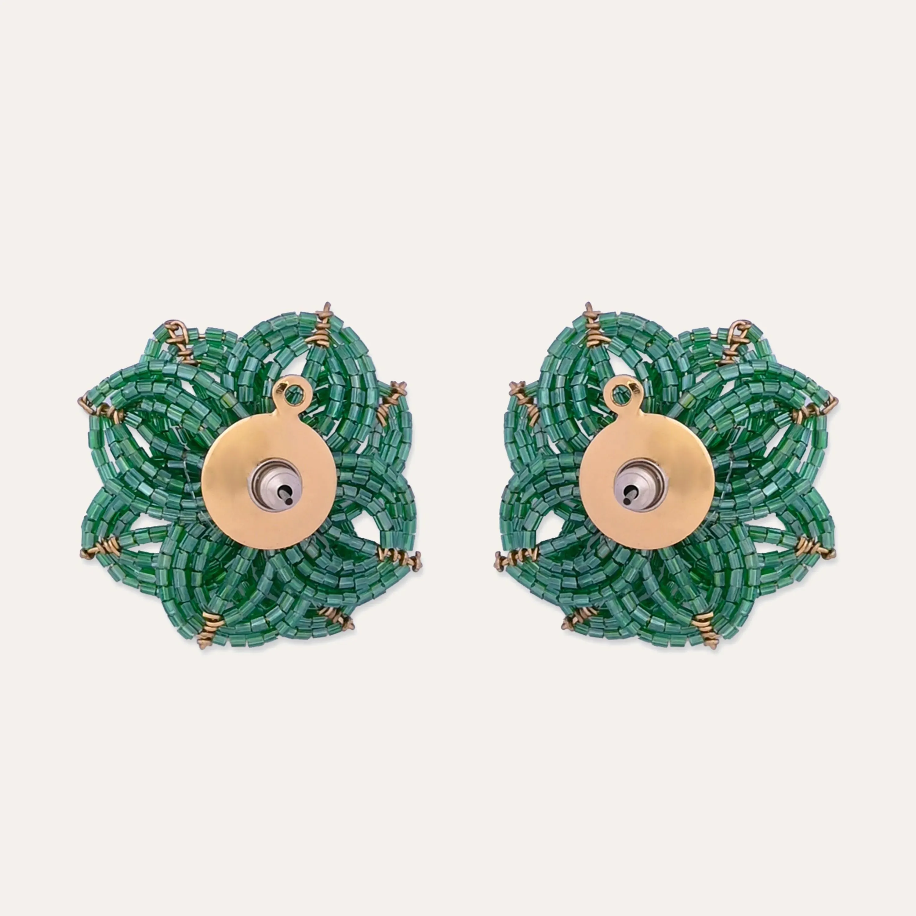 TFC Green Cutdana Sweet Bloom Stud Earrings