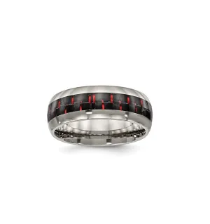 Titanium Polished with Black and Red Carbon Fiber Inlay 8mm Band