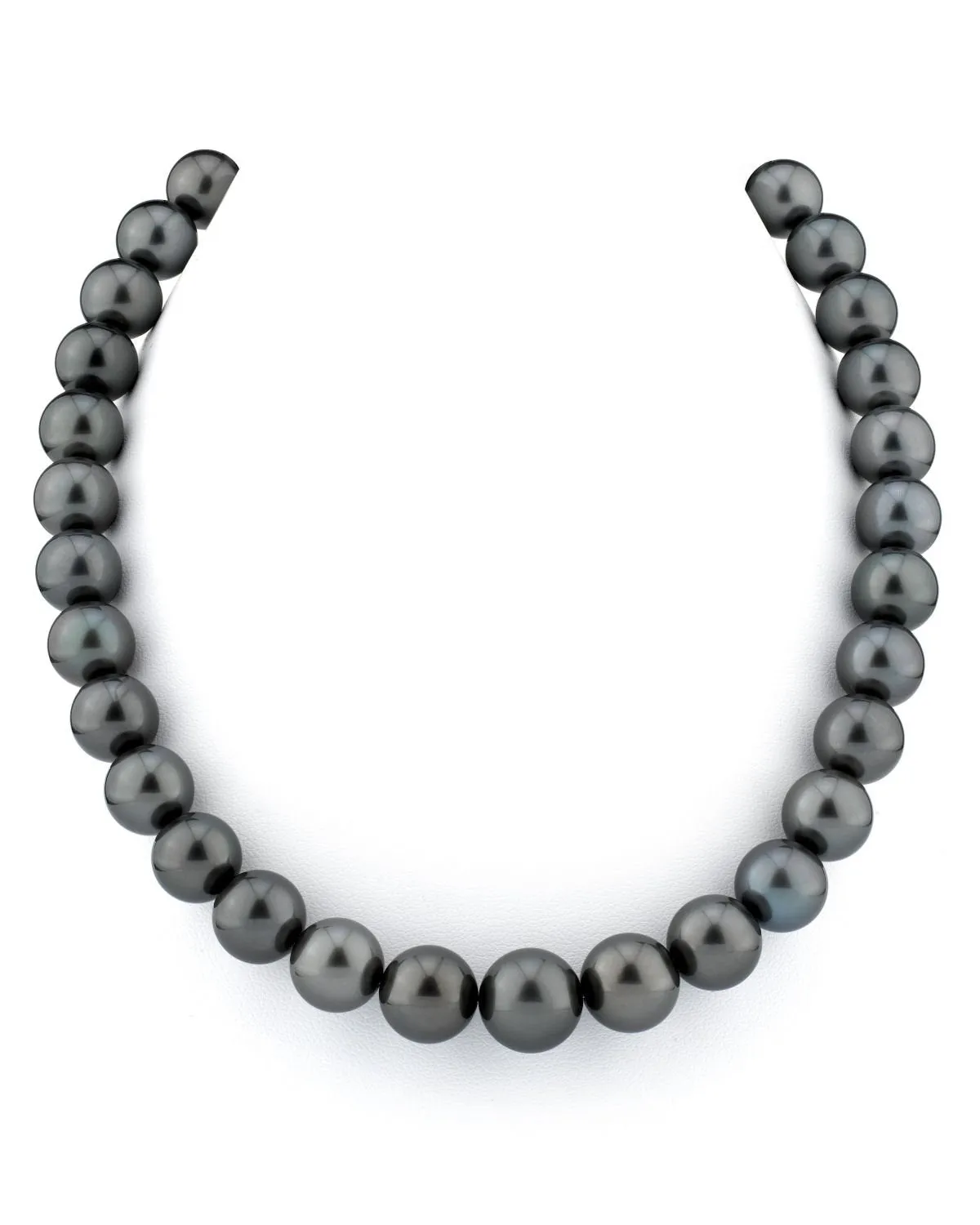 True Round Black Tahitian Pearl Necklace, 11.0-13.0mm - AAA/Gem Quality