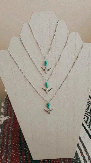 Turquoise ride a bull necklace