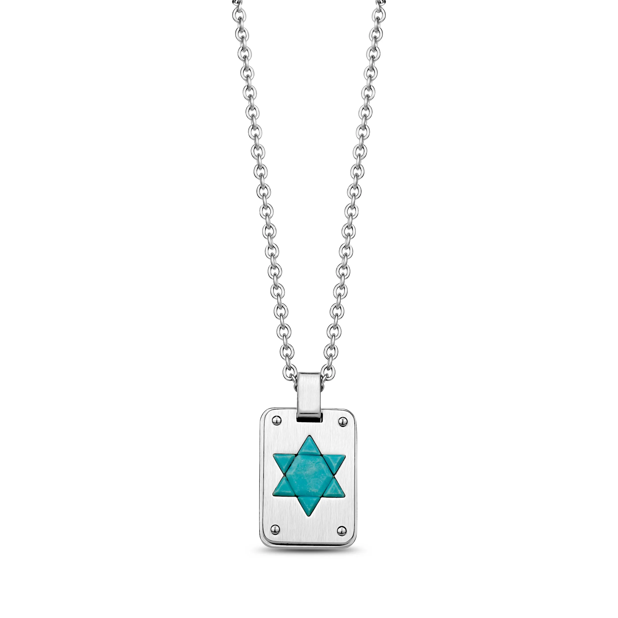 Turquoise Star of David Dog Tag