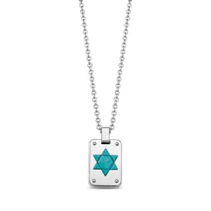 Turquoise Star of David Dog Tag