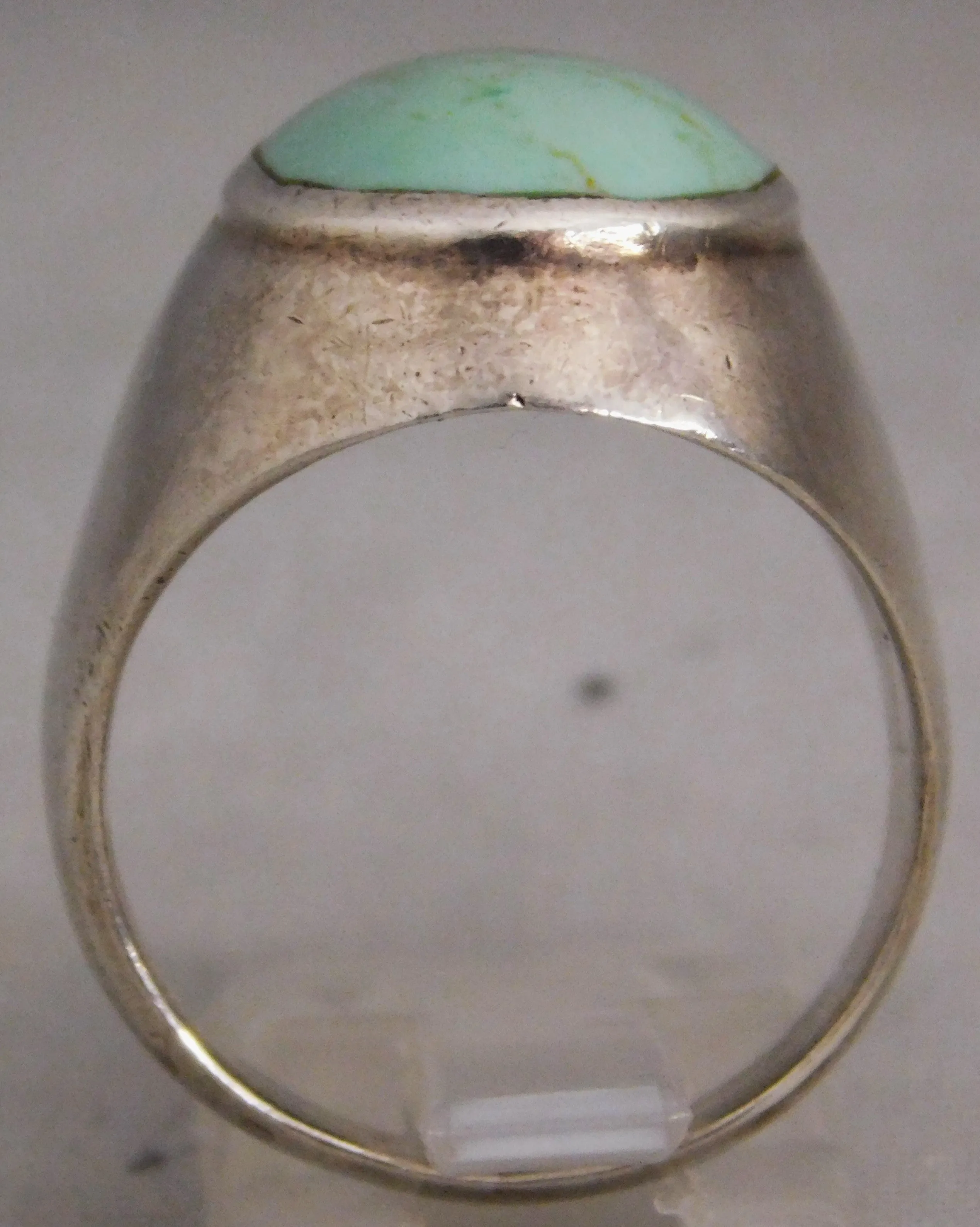 Turquoise Vintage Estate .925 Sterling Silver Oval Mens Signet Ring Size 10