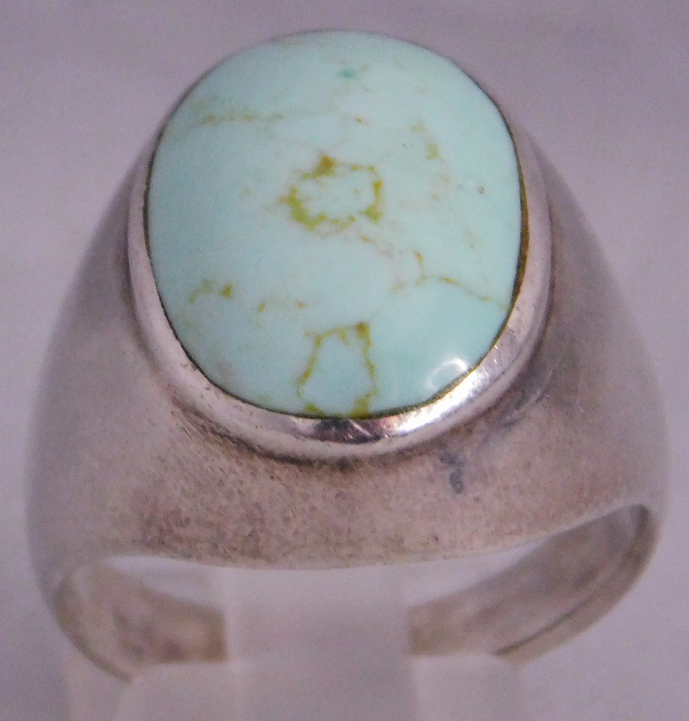 Turquoise Vintage Estate .925 Sterling Silver Oval Mens Signet Ring Size 10