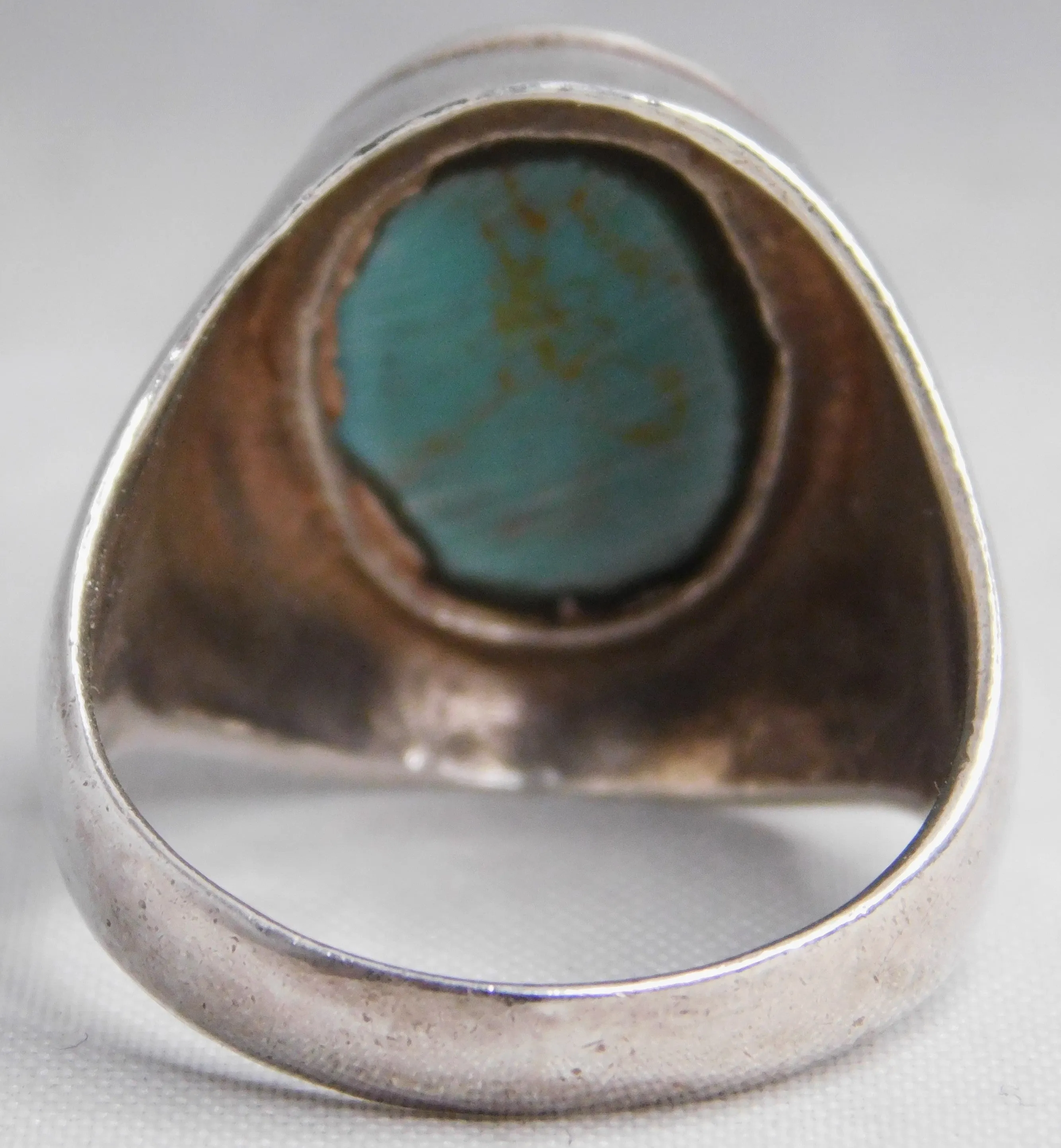 Turquoise Vintage Estate .925 Sterling Silver Oval Mens Signet Ring Size 10