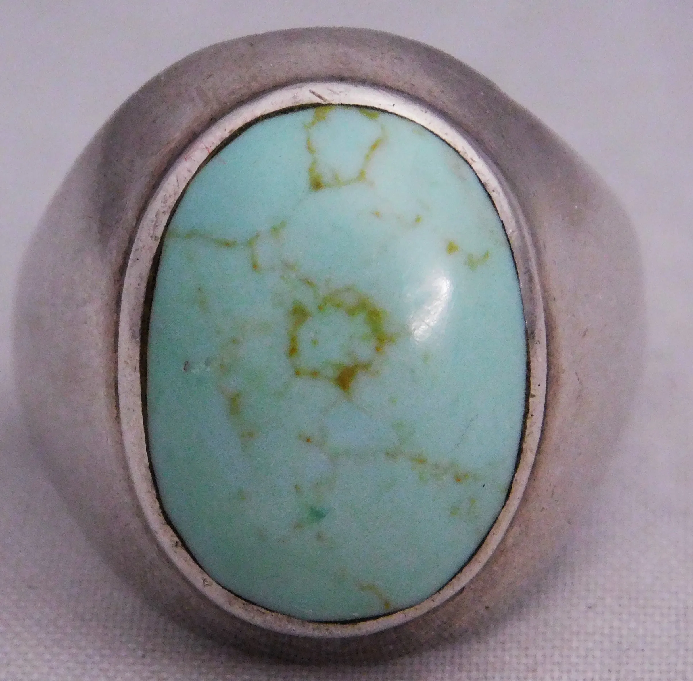 Turquoise Vintage Estate .925 Sterling Silver Oval Mens Signet Ring Size 10