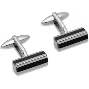 Unique Steel and black Onyx block cufflinks