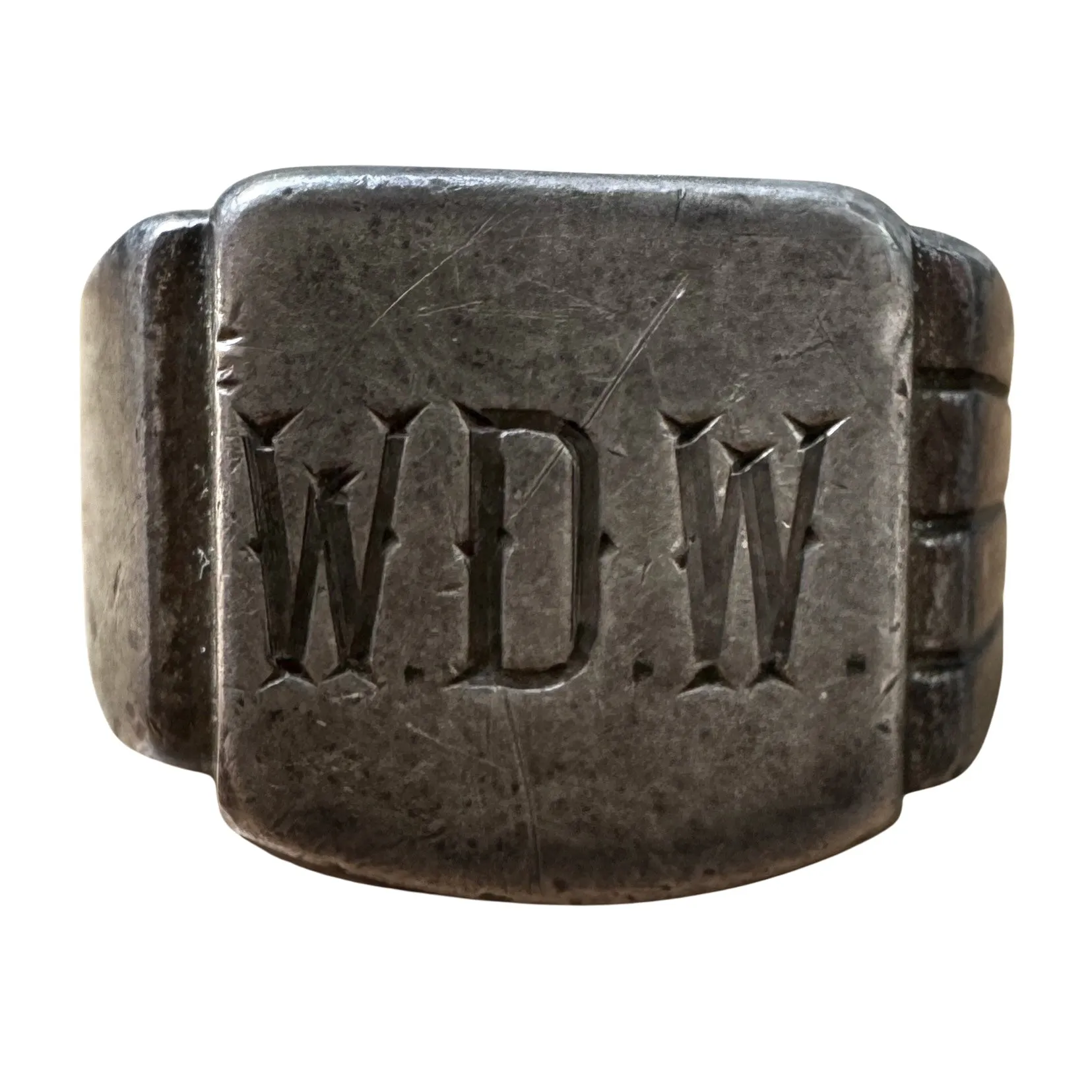 V I N T A G E // retro WDW / sterling silver WDW initial signet ring / size 8.5-8.75