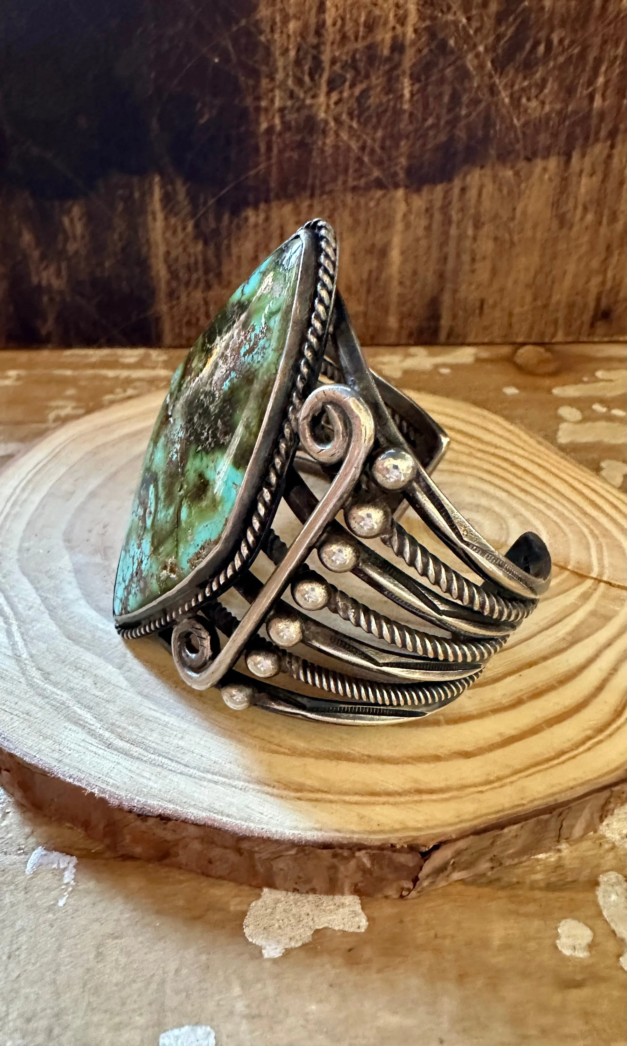 VINTAGE DEEP SEA Turquoise & Silver Cuff 106g