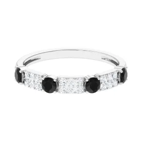 Vintage Inspired Black Onyx Half Eternity Band with Diamond