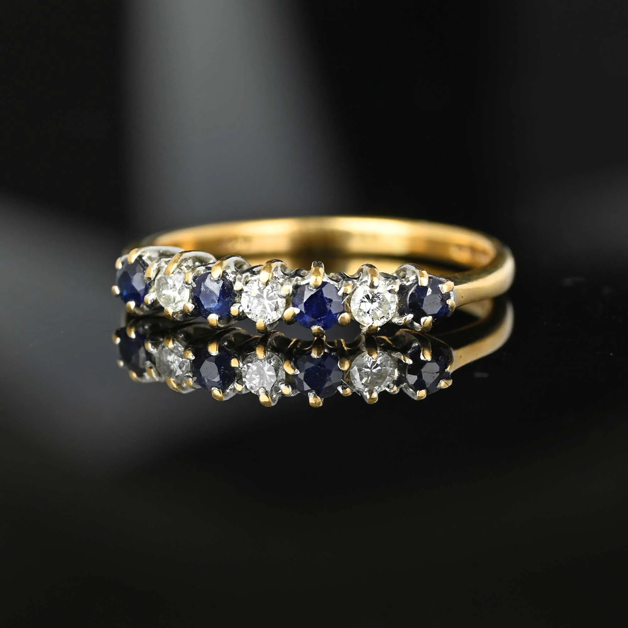 Vintage Sapphire Diamond Half Eternity Ring Band