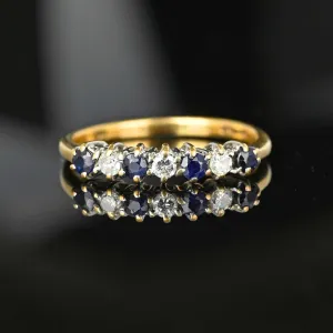 Vintage Sapphire Diamond Half Eternity Ring Band