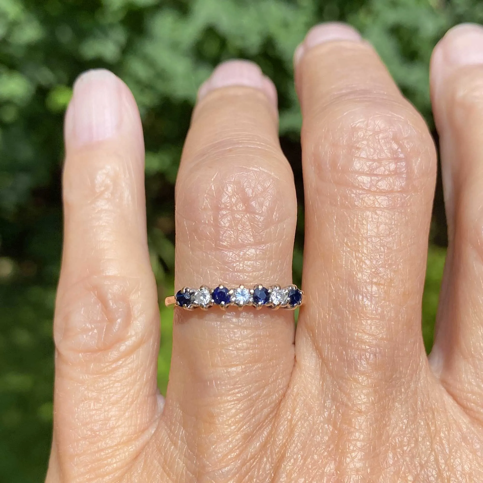 Vintage Sapphire Diamond Half Eternity Ring Band