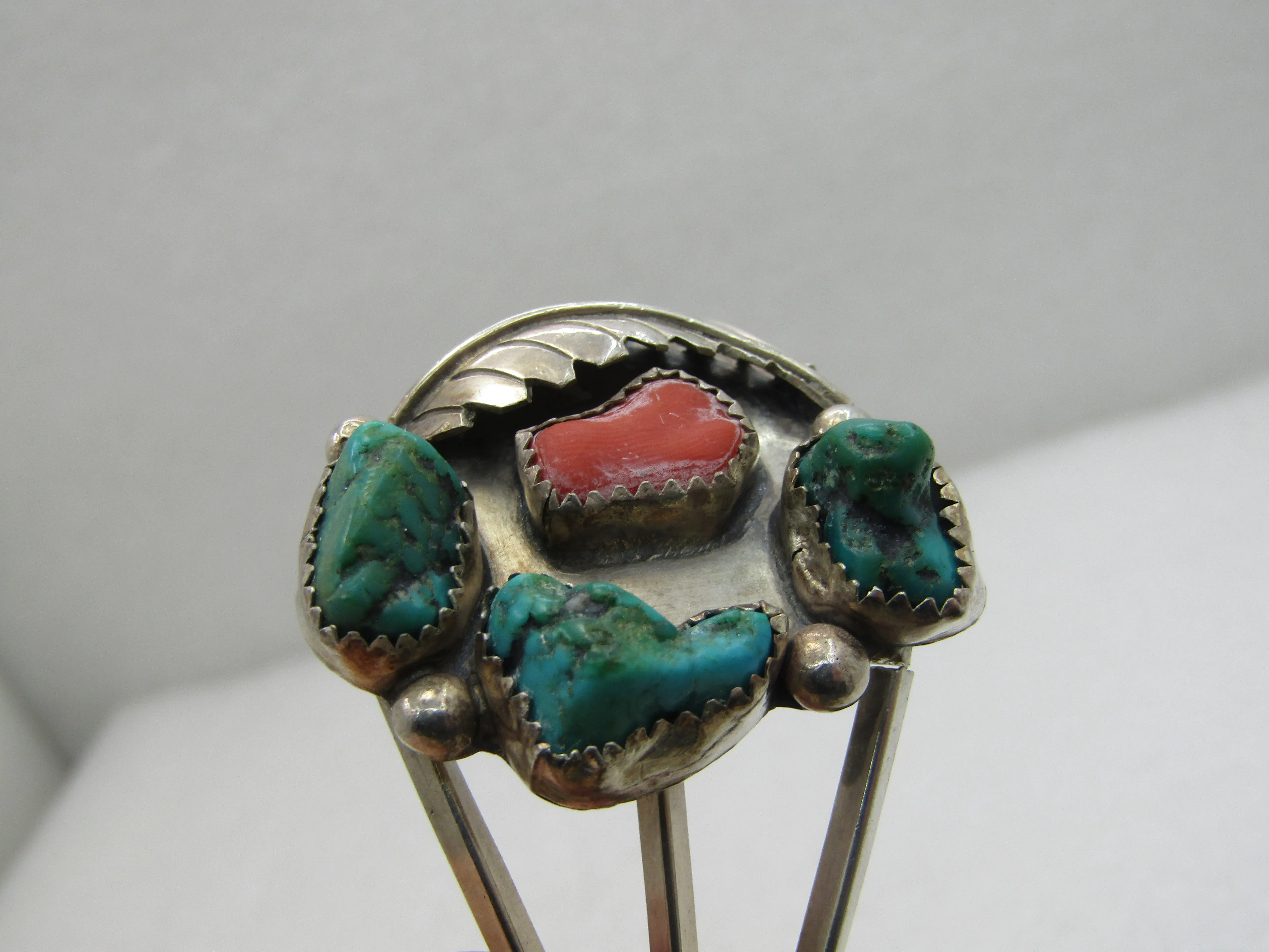 Vintage Sterling Southwestern Turquoise Cuff Bracelet, Navajo Style 6.75"