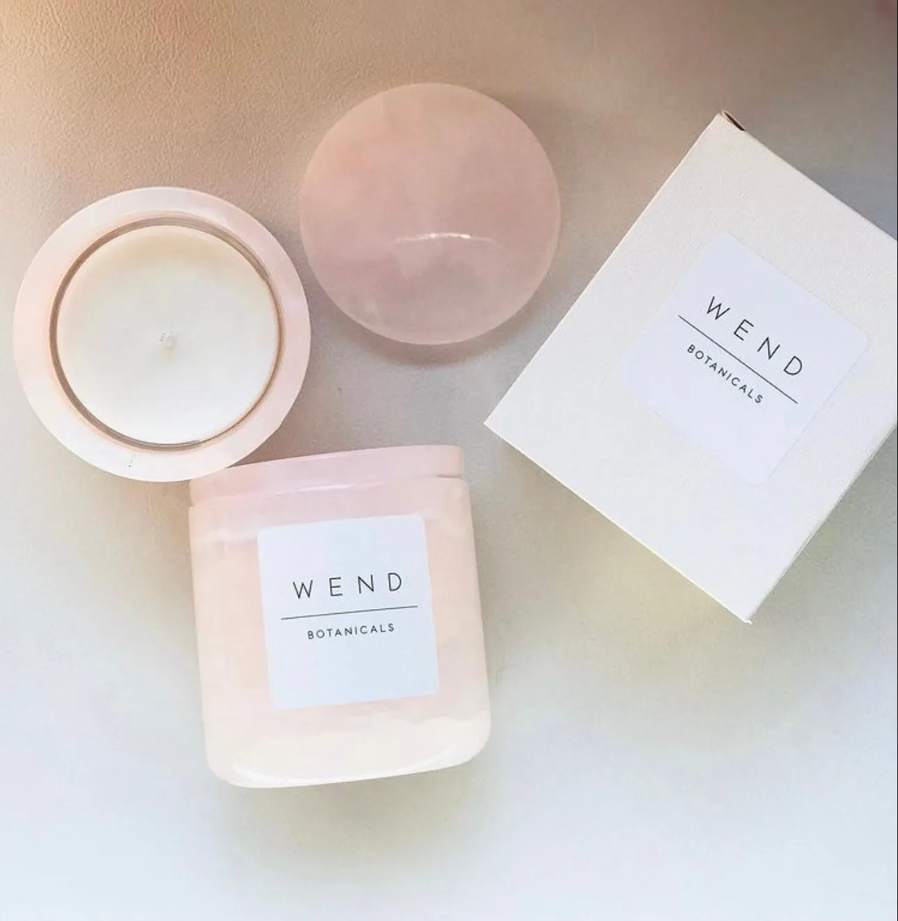 Wend Botanicals Luxure Candle in Pink Opal Vessel