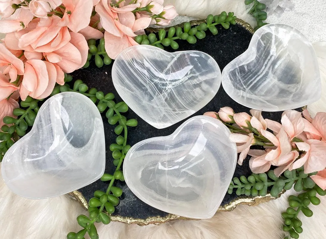 White Onyx Heart Bowls