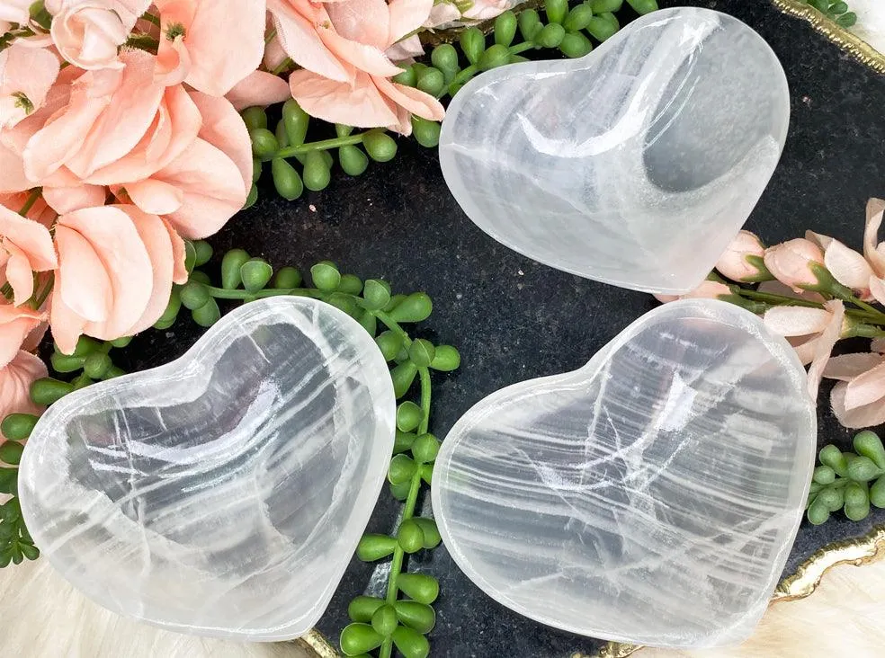 White Onyx Heart Bowls