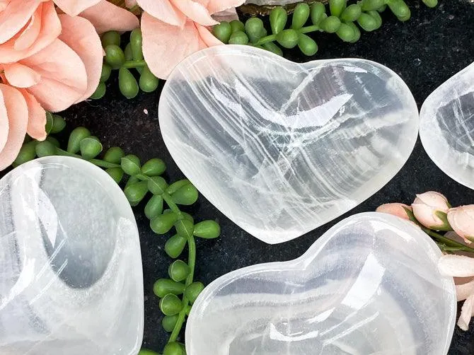 White Onyx Heart Bowls