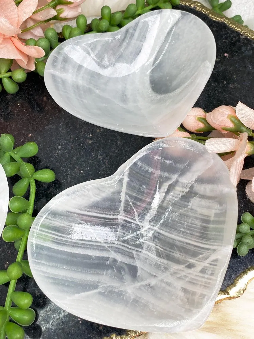 White Onyx Heart Bowls