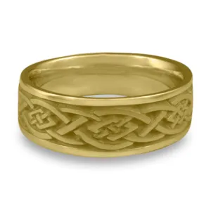 Wide Celtic Diamond Wedding Ring in 18K Yellow Gold