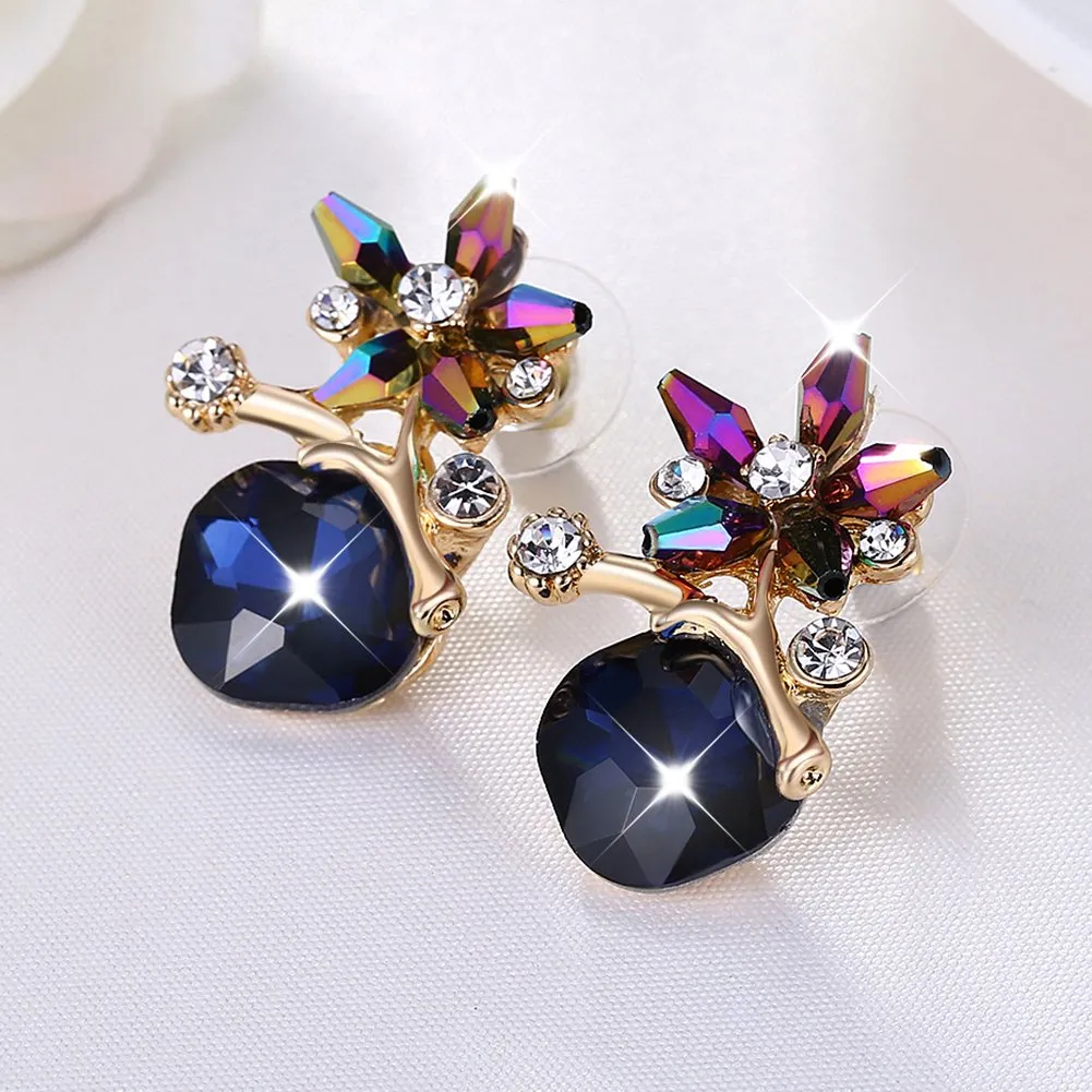 Yellow Chimes Stud Earrings for Women Multicolor Crystal Stud Earrings Floral Stud Earrings for Women and Girls.